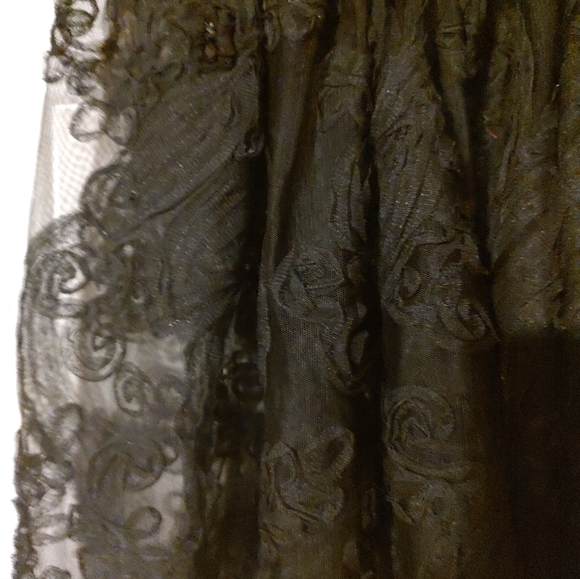 🕷️🖤🕷️ Beautiful Handmade Black Beaded Floral Ribbon Sheer Organza Skirt - M - Picture 7 of 16